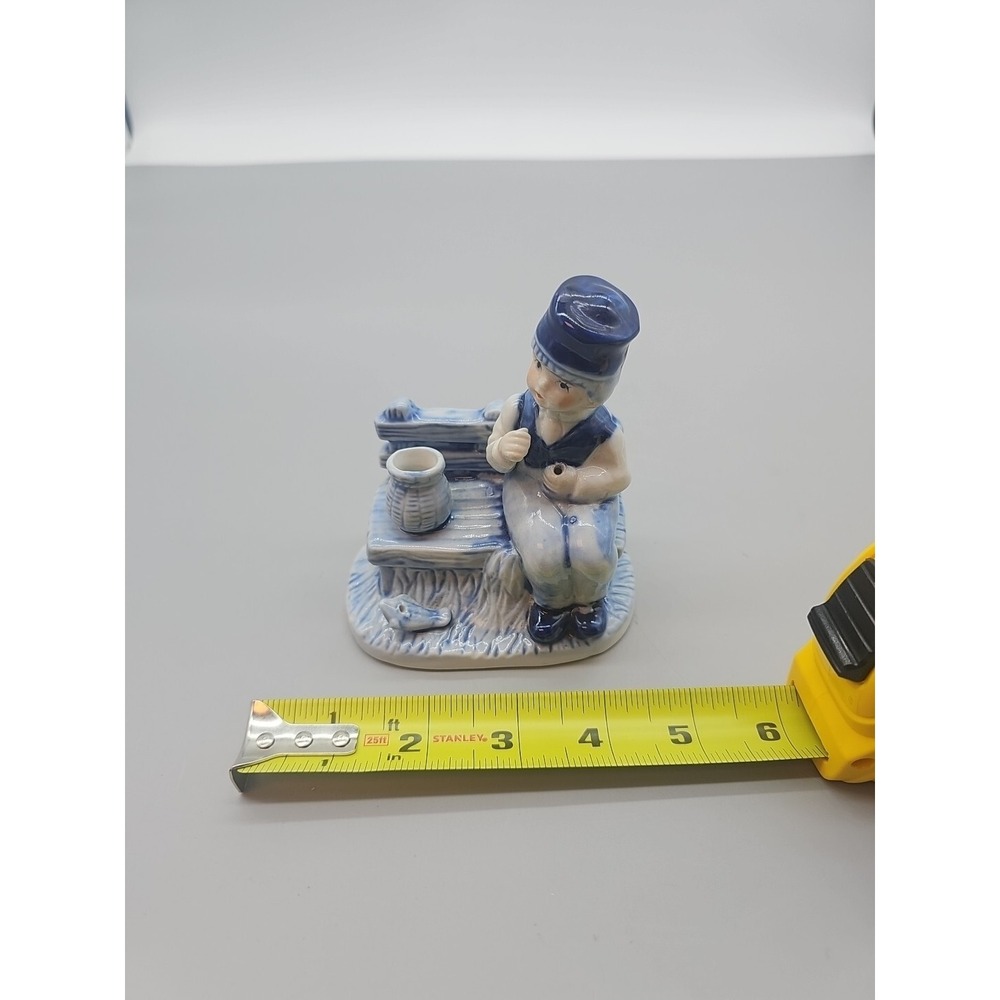 Blue Delft Fishing Dutch Boy Figurine‎